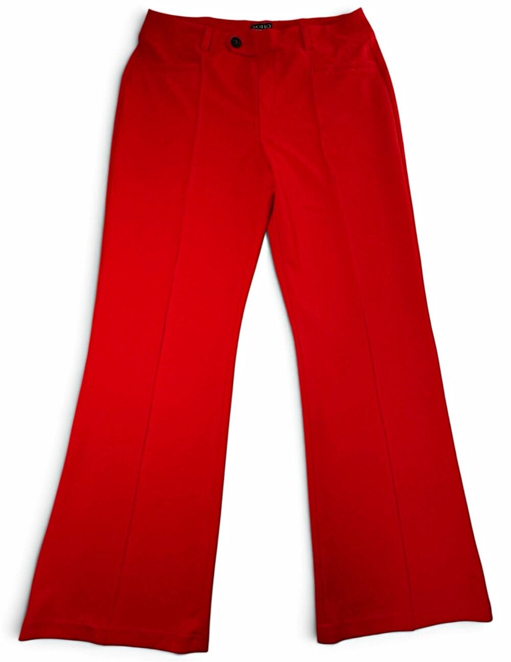 SOHO Apparel Ltd. Womens XL Red Bootcut Dress Pants Stretch Knit Pockets